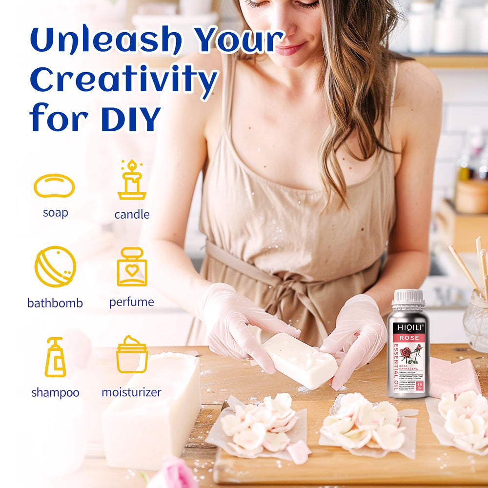 HIQILI Rose essential oil packaging shows two bottles for easy sharing