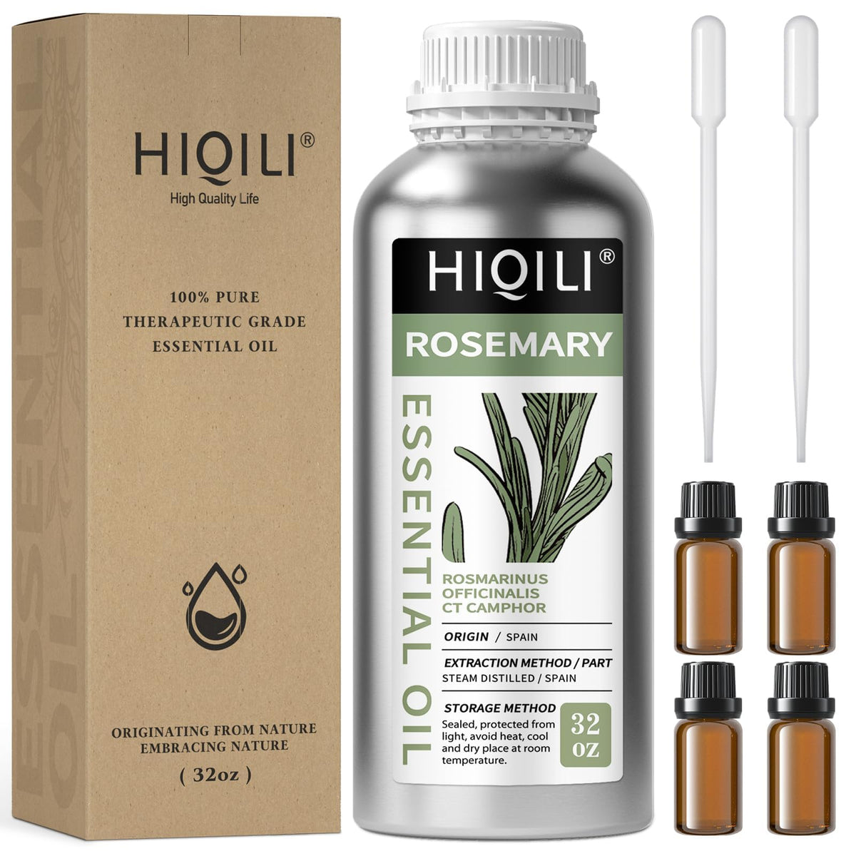 HIQILI rosemary oil 1000ml bottle for hair care and aroma.
