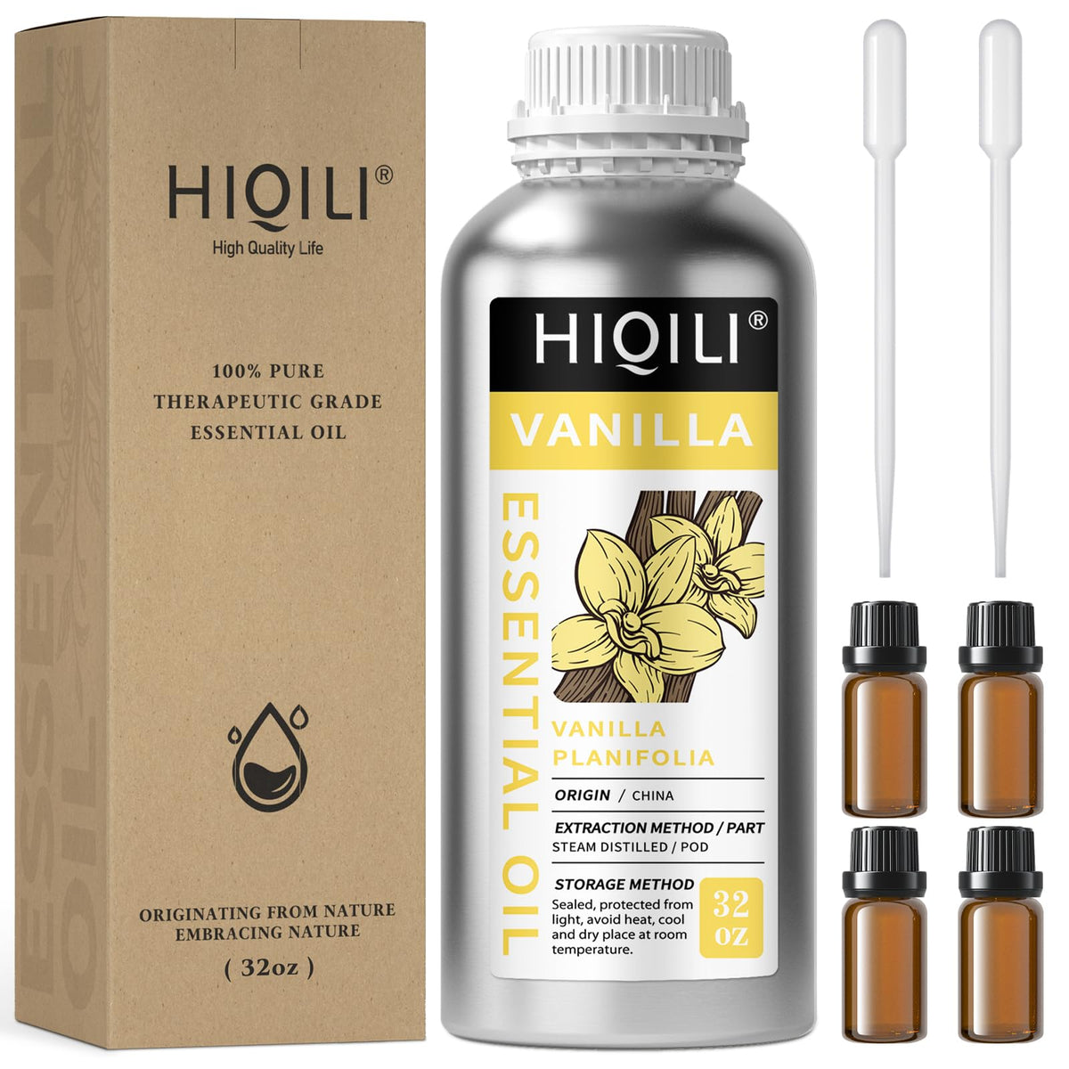 HIQILI vanilla essential oil bottle for pure aroma and DIY blends