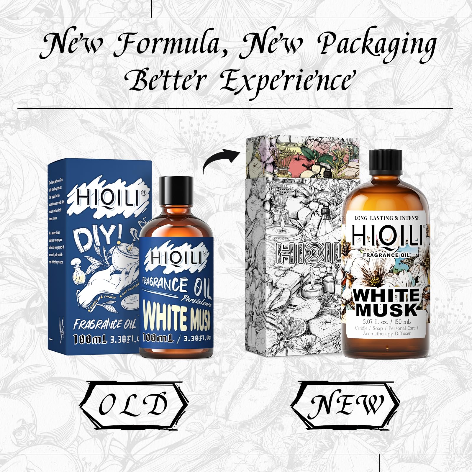 HIQILI White Musk fragrance oil for soap and candle making, delivering lasting scent.