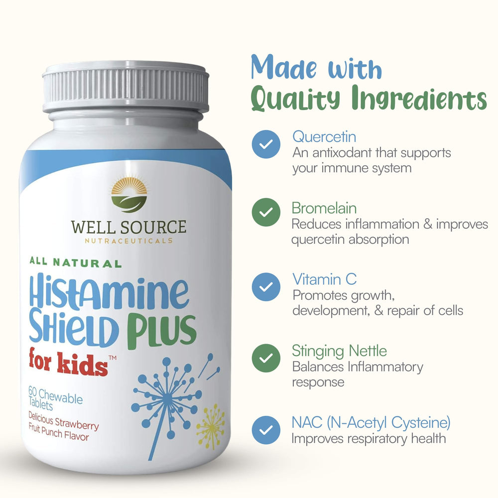 Histamine Shield Plus chewables on table ready for daily routine.