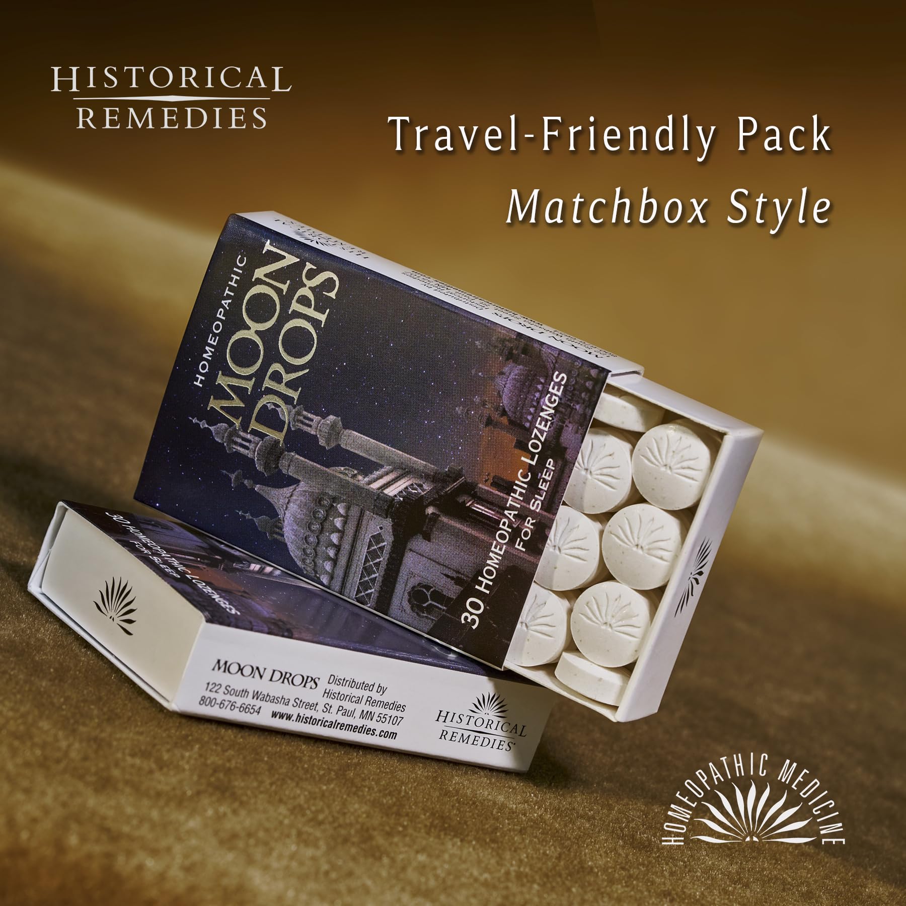 Moon Drops ingredients label emphasizes natural components by Historical Remedies.