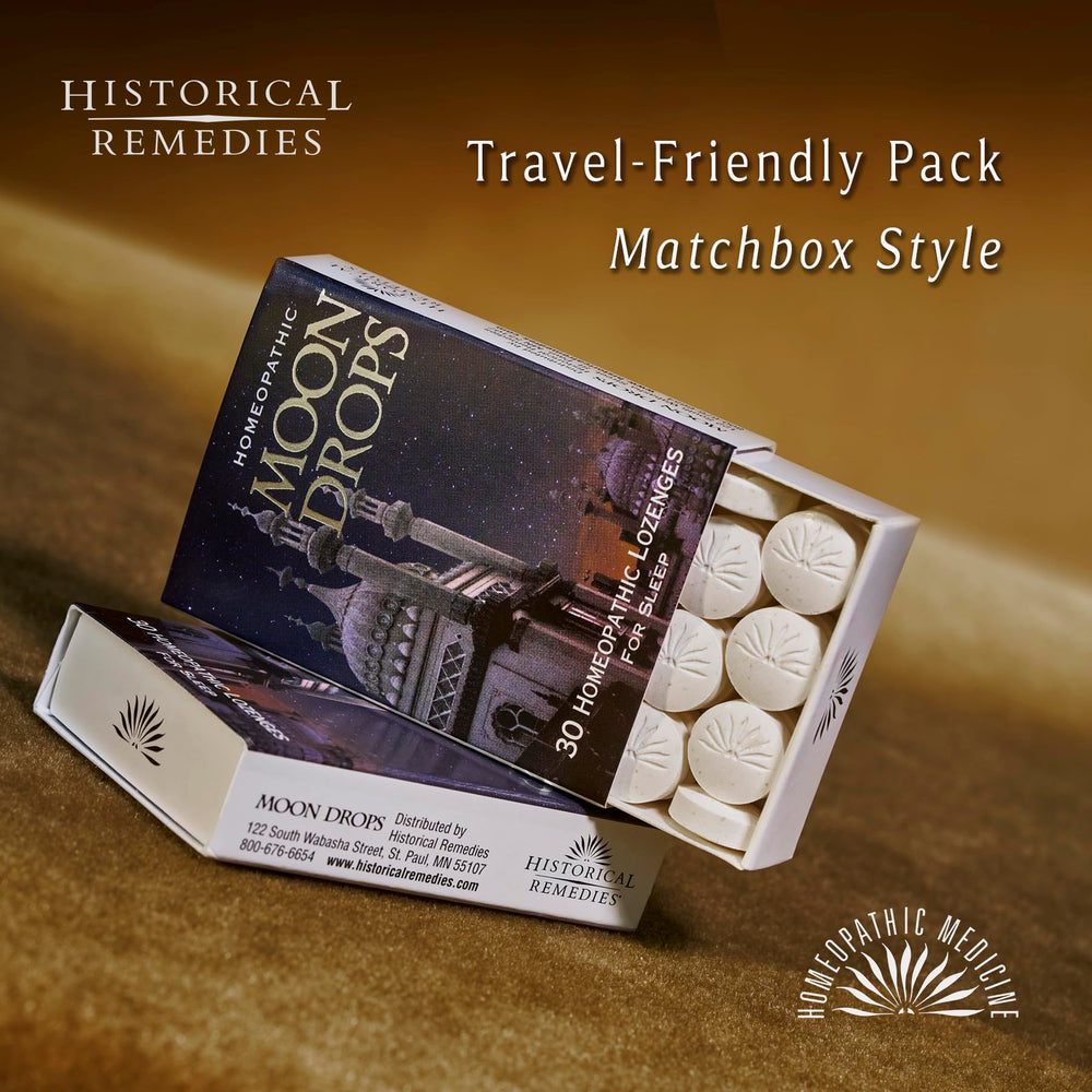 Moon Drops ingredients label emphasizes natural components by Historical Remedies.
