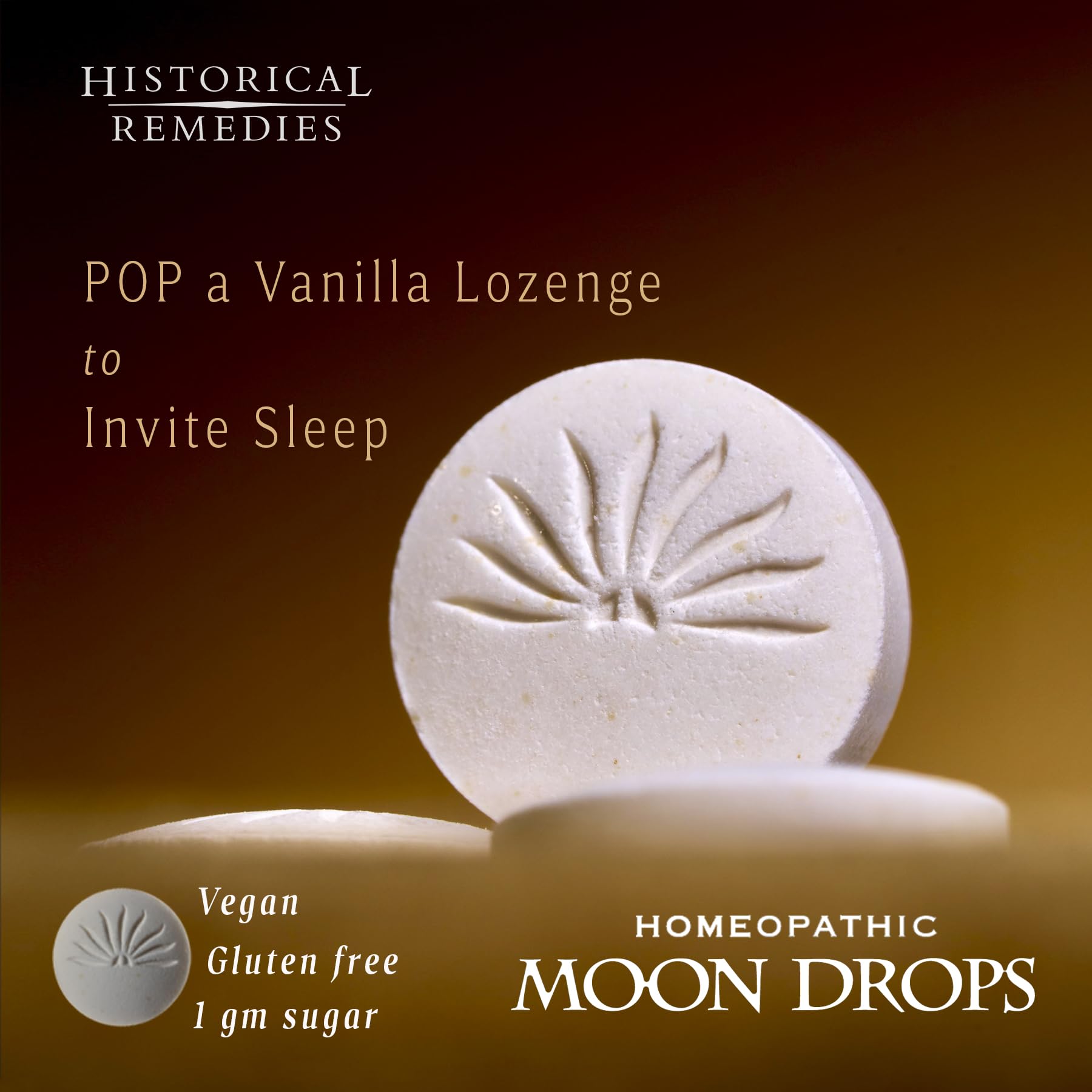Moon Drops pack back with gluten-free label visible by Historical Remedies.