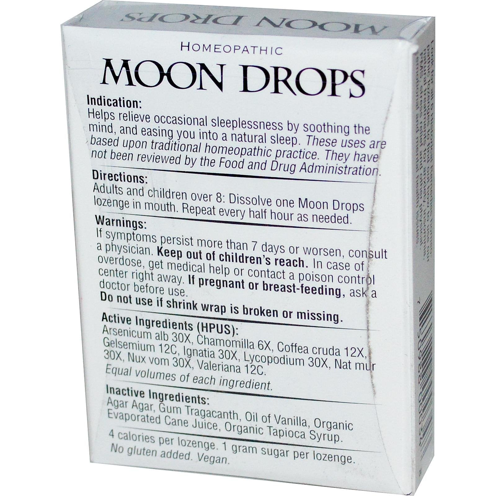 Moon Drops lozenges close-up shows non habit forming sleep support.