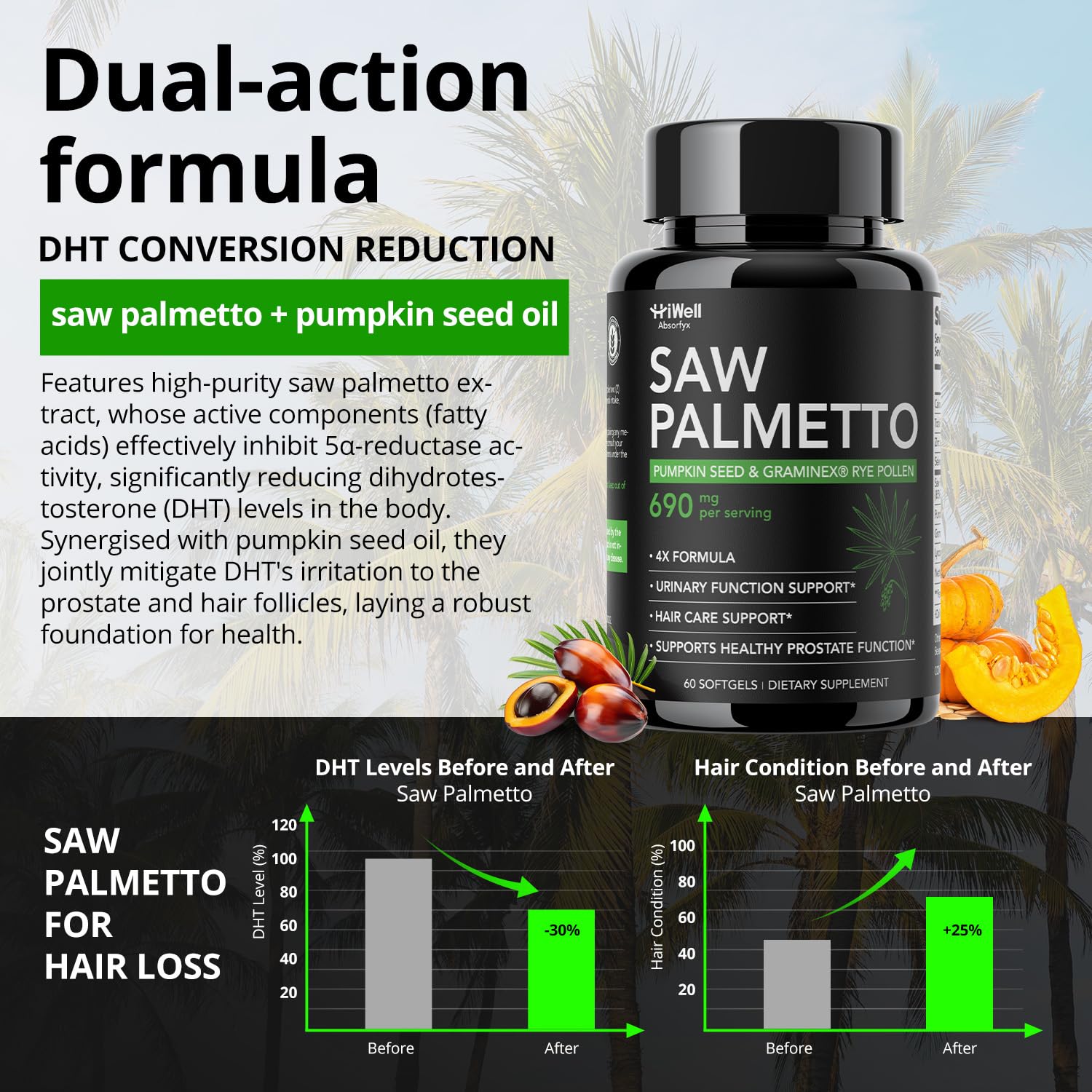 HiWell Absorfyx nettle illustration for urinary function and hair support