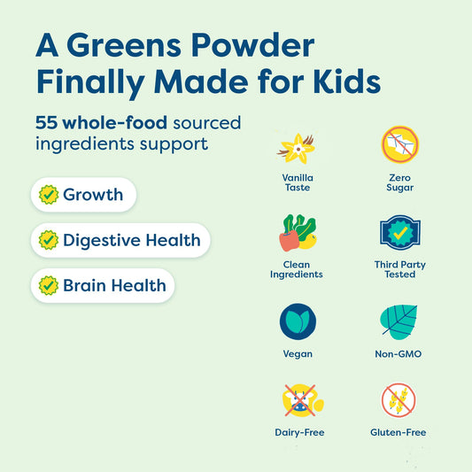 HIYA Kids Greens Powder Sticks Essential Blends on the go for daily nutrition