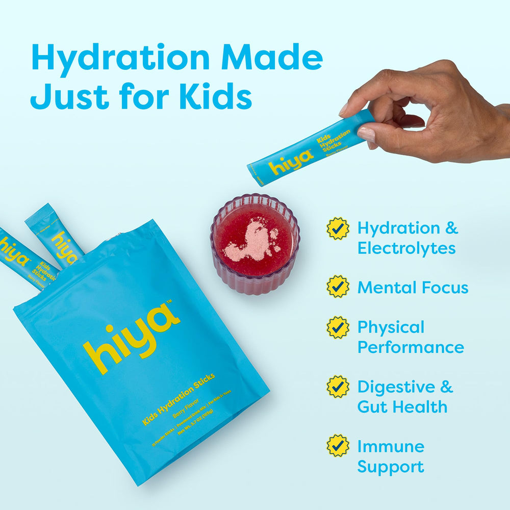 Hiya Kids Hydration tear-open stick pack ready for practice hydration.