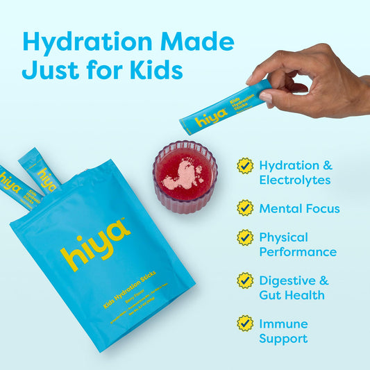 Hiya Kids Hydration tear-open stick pack ready for practice hydration.