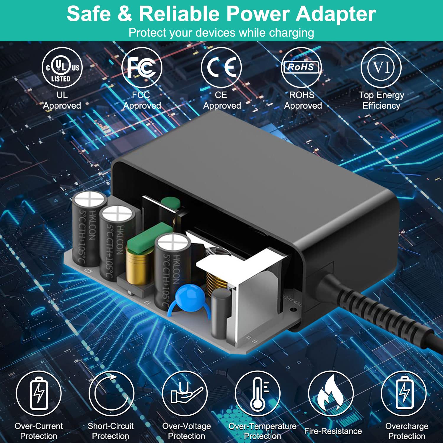 HKY AirMini 20W power supply universal input 100-240V for worldwide use.
