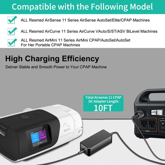 HKY AirSense 11 car charger ready for on-the-go CPAP power.