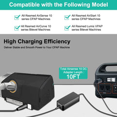 HKY AirSense 10 DC adapter ports visible for versatile use
