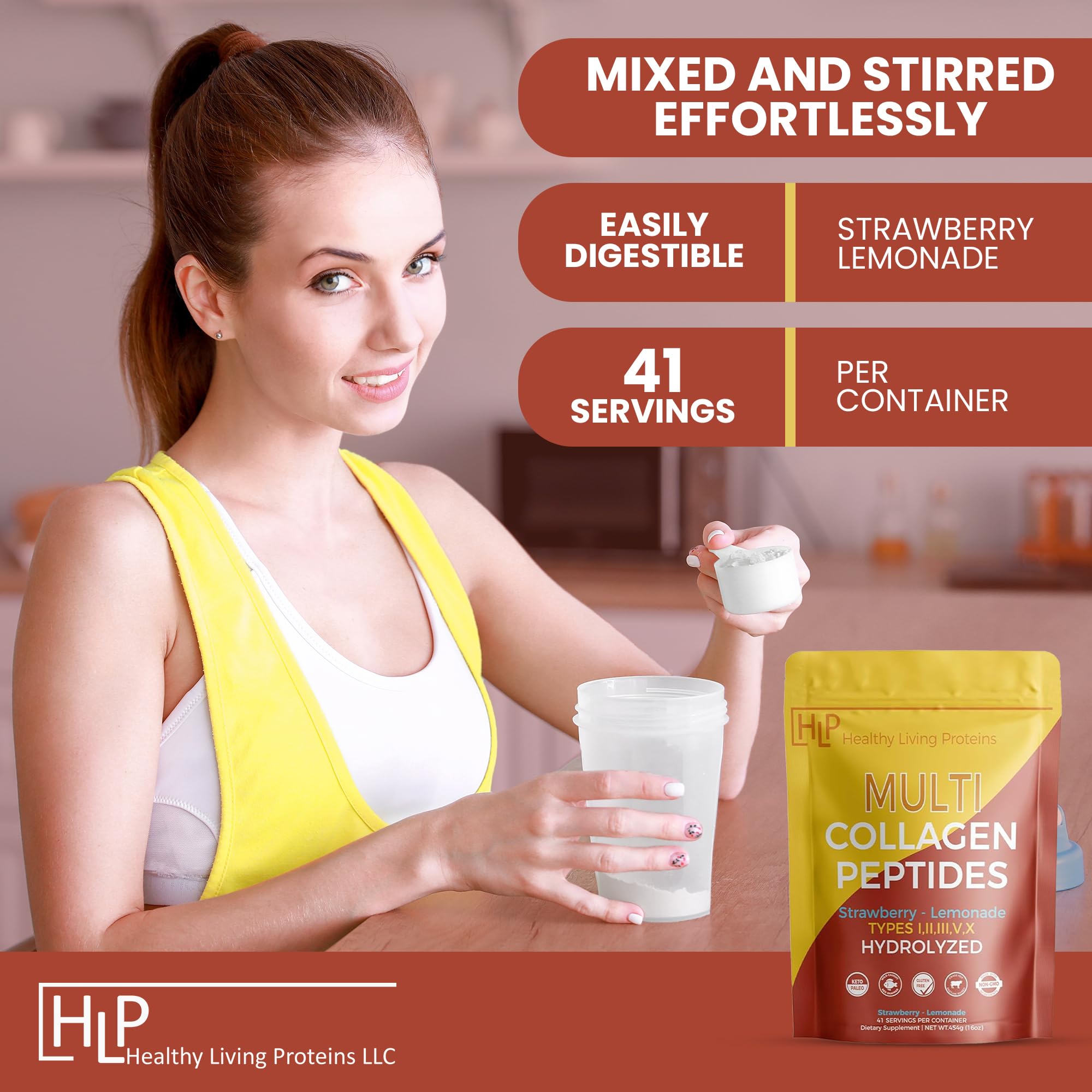 Healthy Living Proteins collagen swirl in coffee for an easy daily routine
