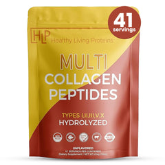 HLP Multi Collagen unflavored bottle; blends easily into coffee for daily wellness.