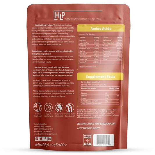 Healthy Living Proteins strawberry-lemonade flavor scoop ready to blend into drinks