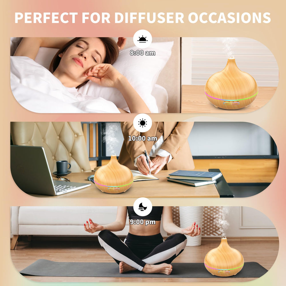HLS Aroma Diffuser four timer settings tailor diffusion to moments.