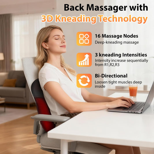HLTHSKY 3D kneading rollers delivering deep tissue-like comfort.