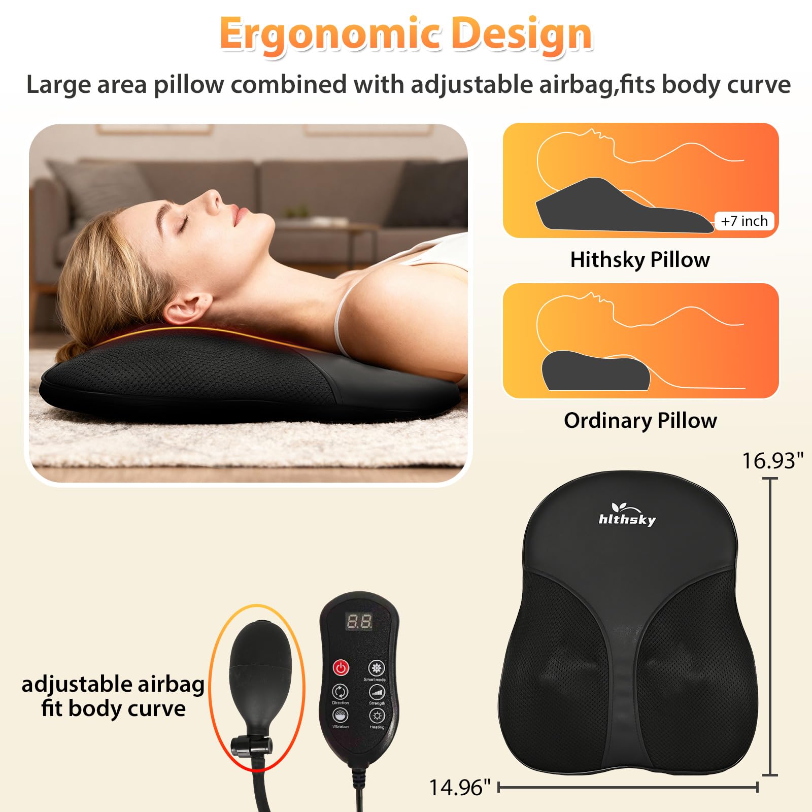 HLTHSKY adjustable airbag suits body curves for personalized massage.