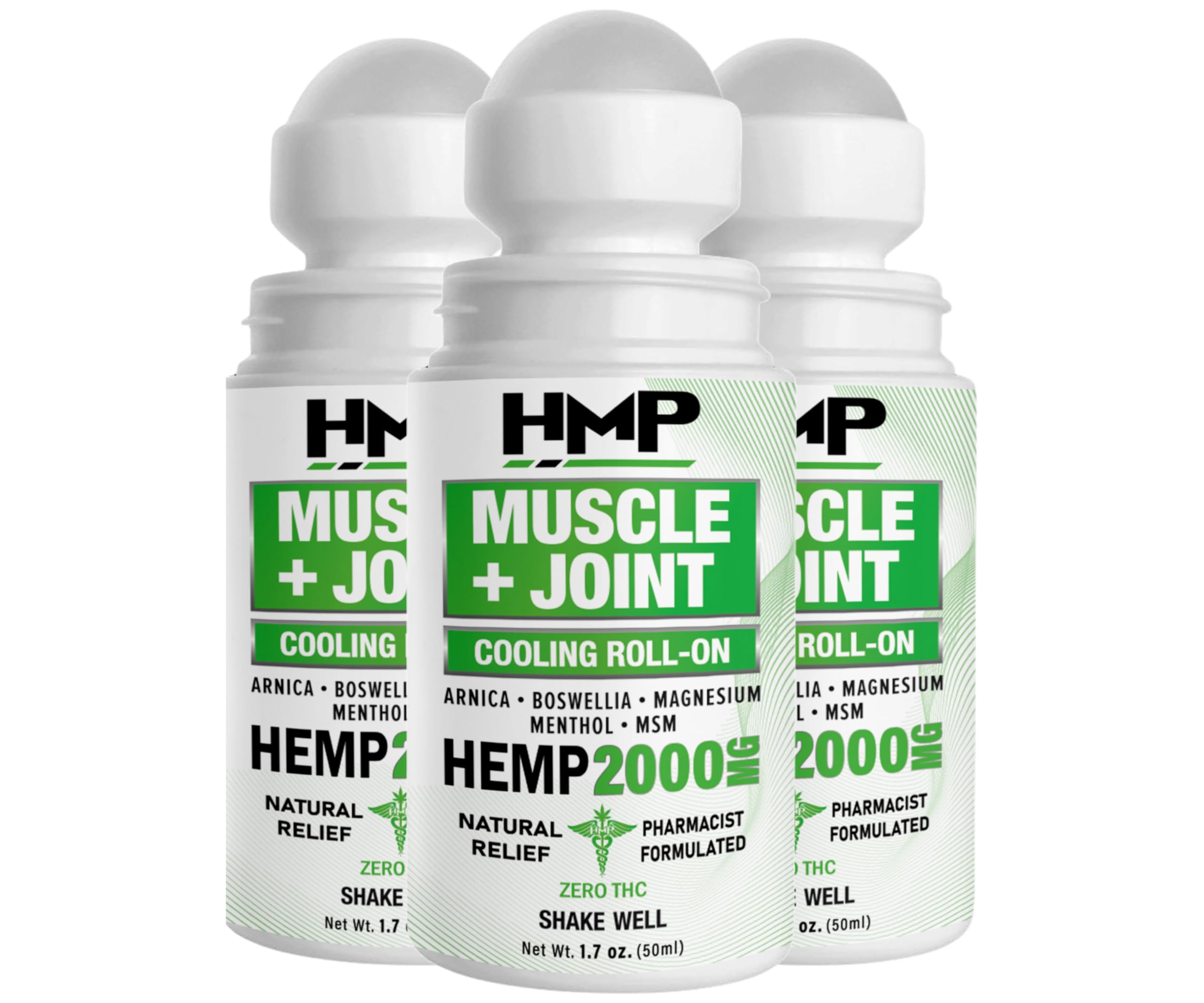 HMP Brands Freeze Pump bottle shows 2000mg hemp formula for quick, cooling relief