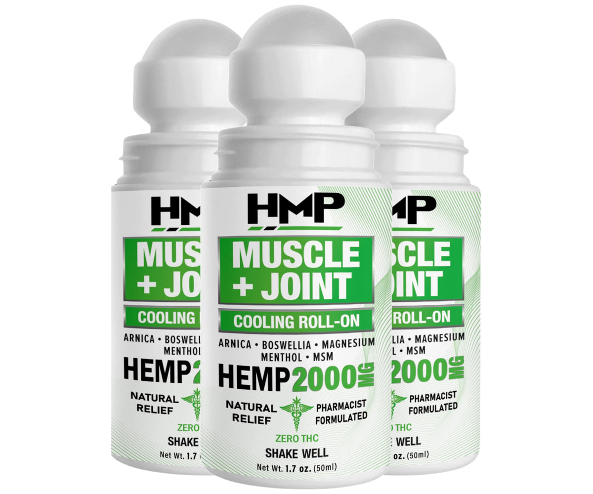 HMP Brands Freeze Pump bottle shows 2000mg hemp formula for quick, cooling relief