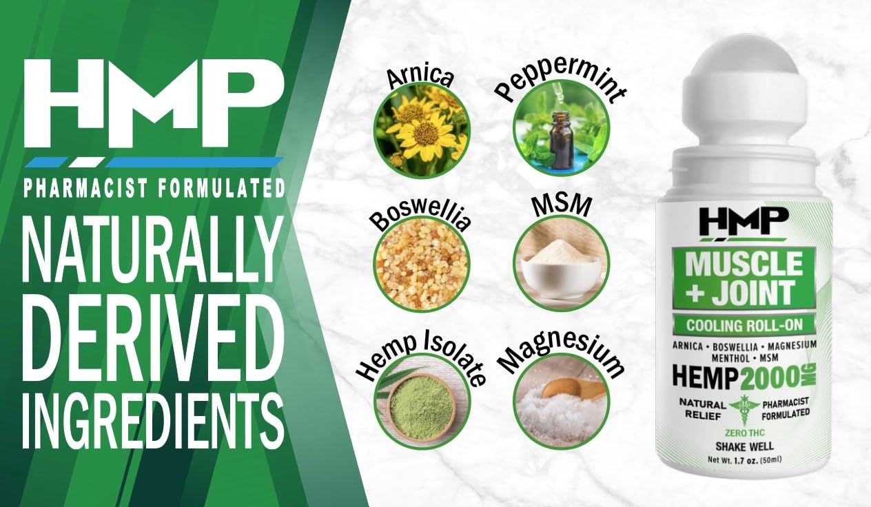 HMP Brands hemp extract 2000mg included in a convenient roll-on