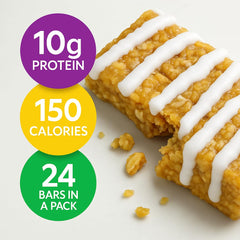 HMR Lemon Protein Bar texture close-up emphasizes soft, chewy bite.