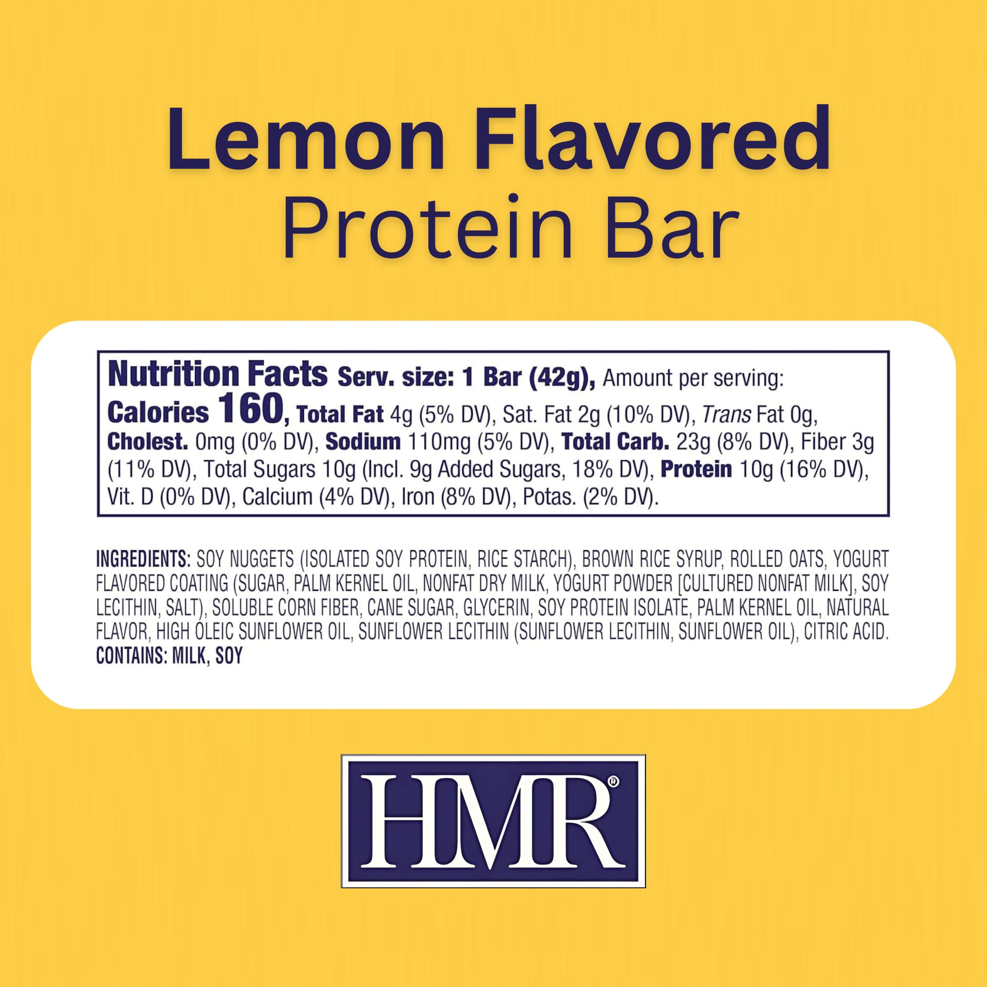 HMR Lemon Protein Bar wrap with yogurt drizzle signaling a tasty high-protein treat.