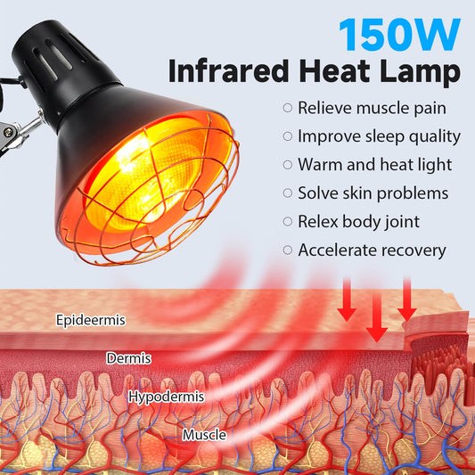 Hoakya infrared heat lamp on adjustable stand for targeted comfort.