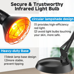 Hoakya infrared heat lamp delivering gentle warmth for post activity recovery.