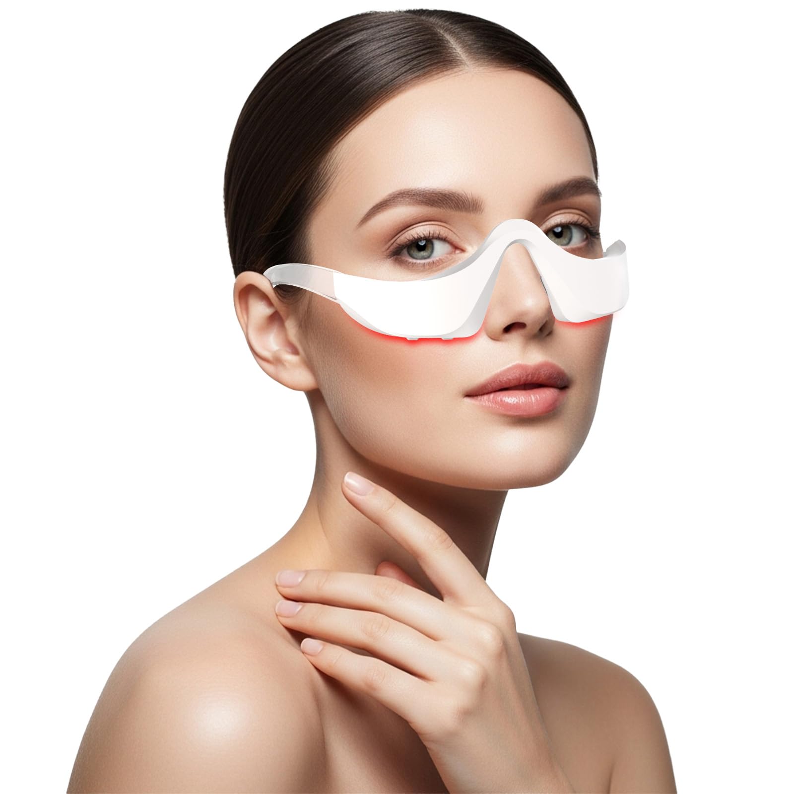 Hoakya red light eye therapy device eases eye strain and refreshes the look.