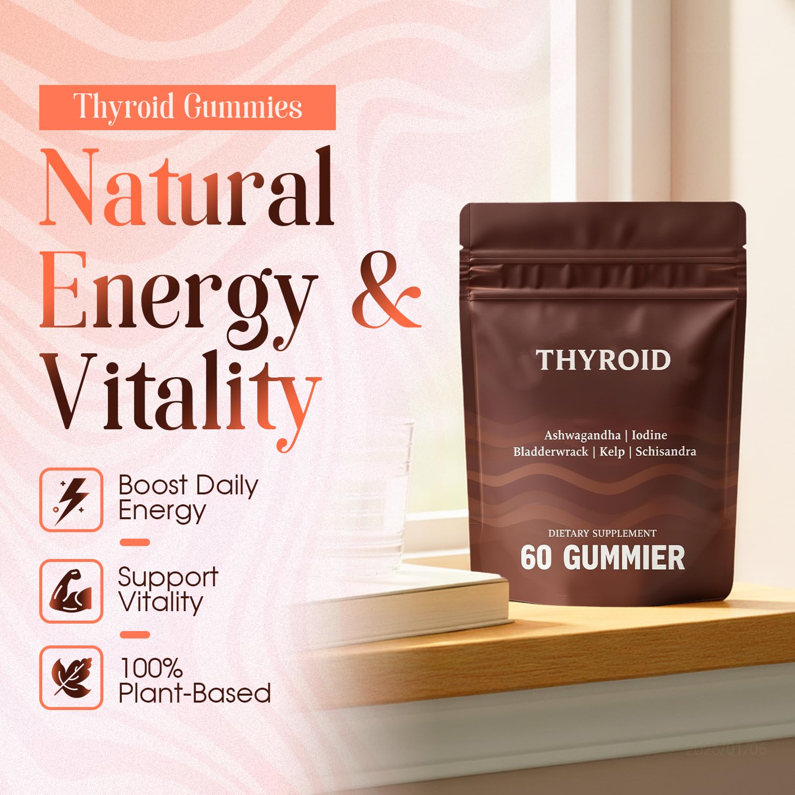 Hochornk Thyroid Gummies on desk with planner for daily routine.