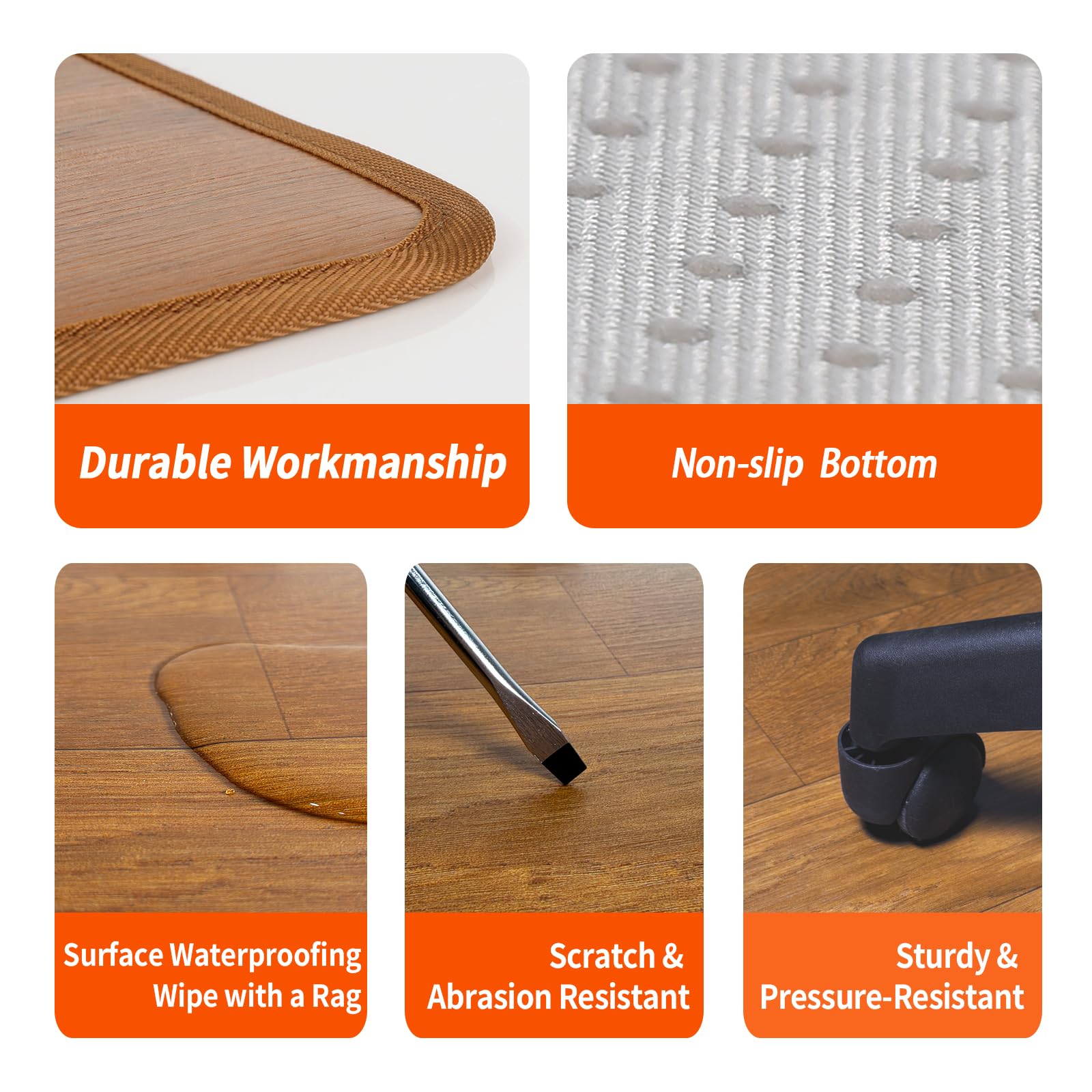 Hodeamy anti-slip rubber bottom keeps the mat in place on any floor.