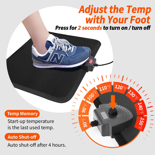 Hodeamy foot warmer shows temperature display for precise desk comfort.