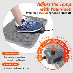 Hodeamy heated mat with wide surface to accommodate long feet at a desk