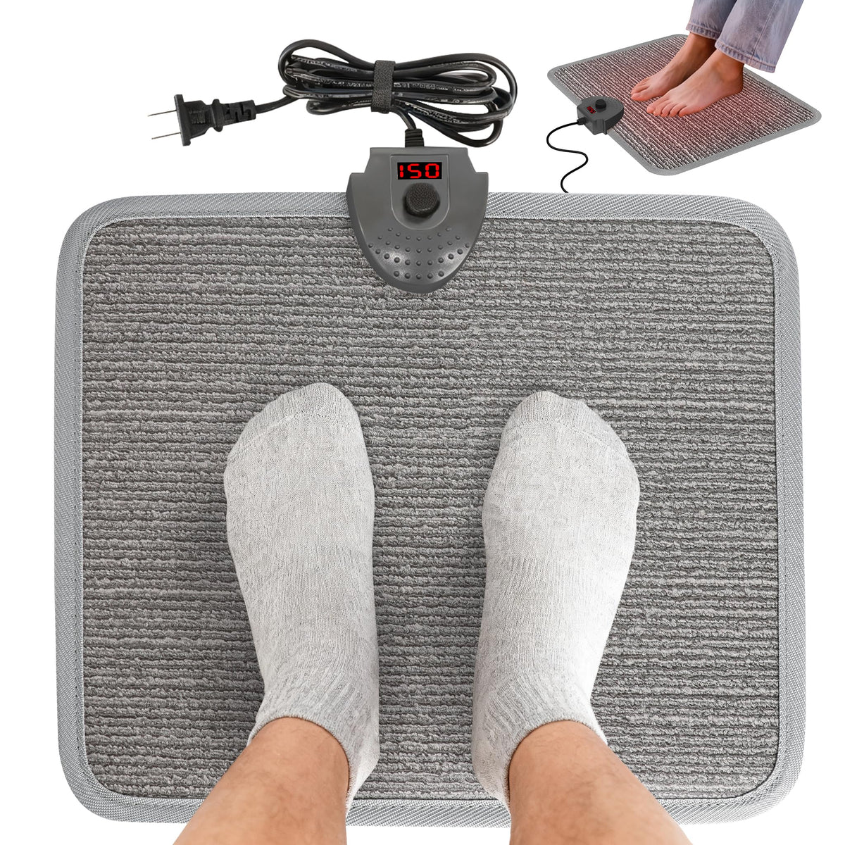 Hodeamy heated floor mat under desk warms feet quickly for office comfort