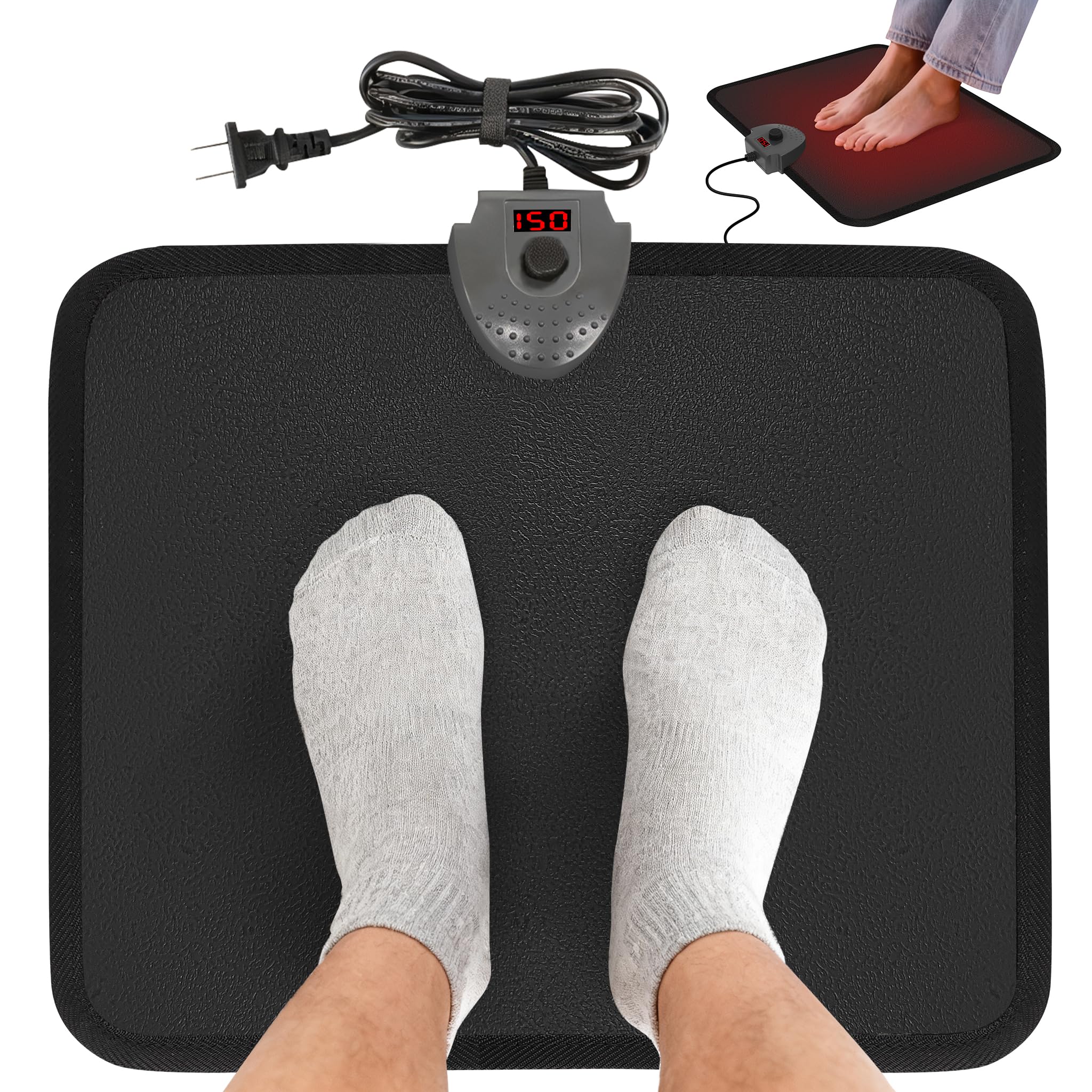 Hodeamy heated floor mat under desk broad surface for comfortable foot warmth.