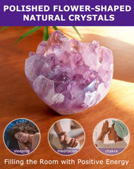 HoHpHq amethyst cake crystal enhances table centerpiece.