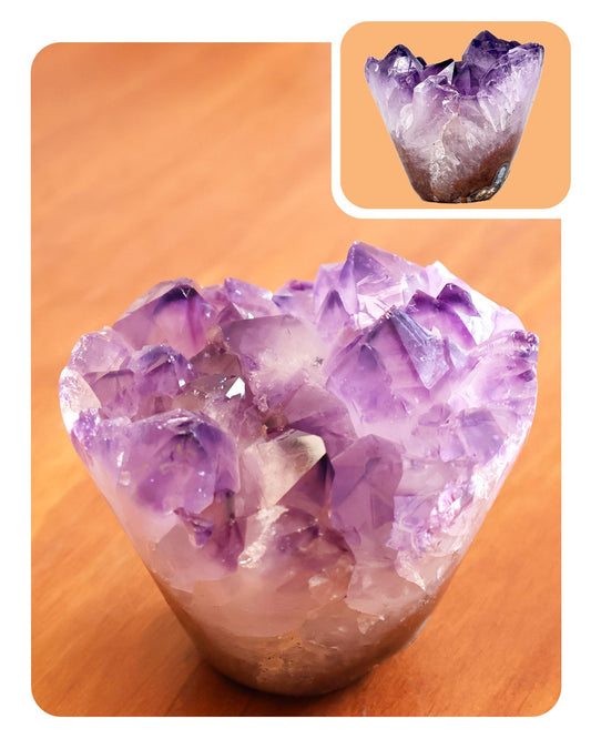 HoHpHq amethyst cake-shaped crystal enhances meditation ambiance and decor