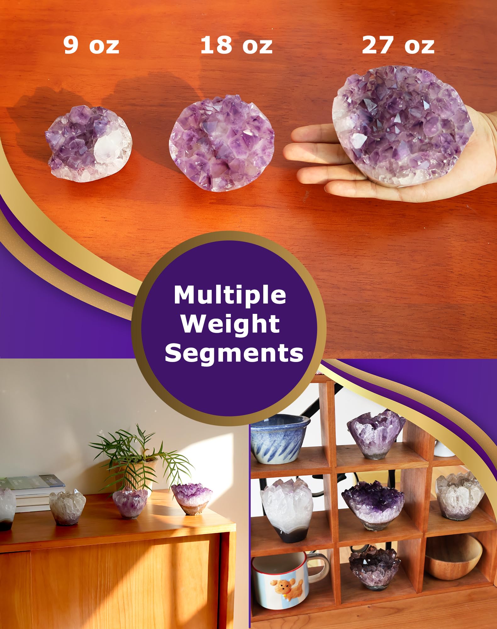HoHpHq amethyst home decor setup with elegant polish.