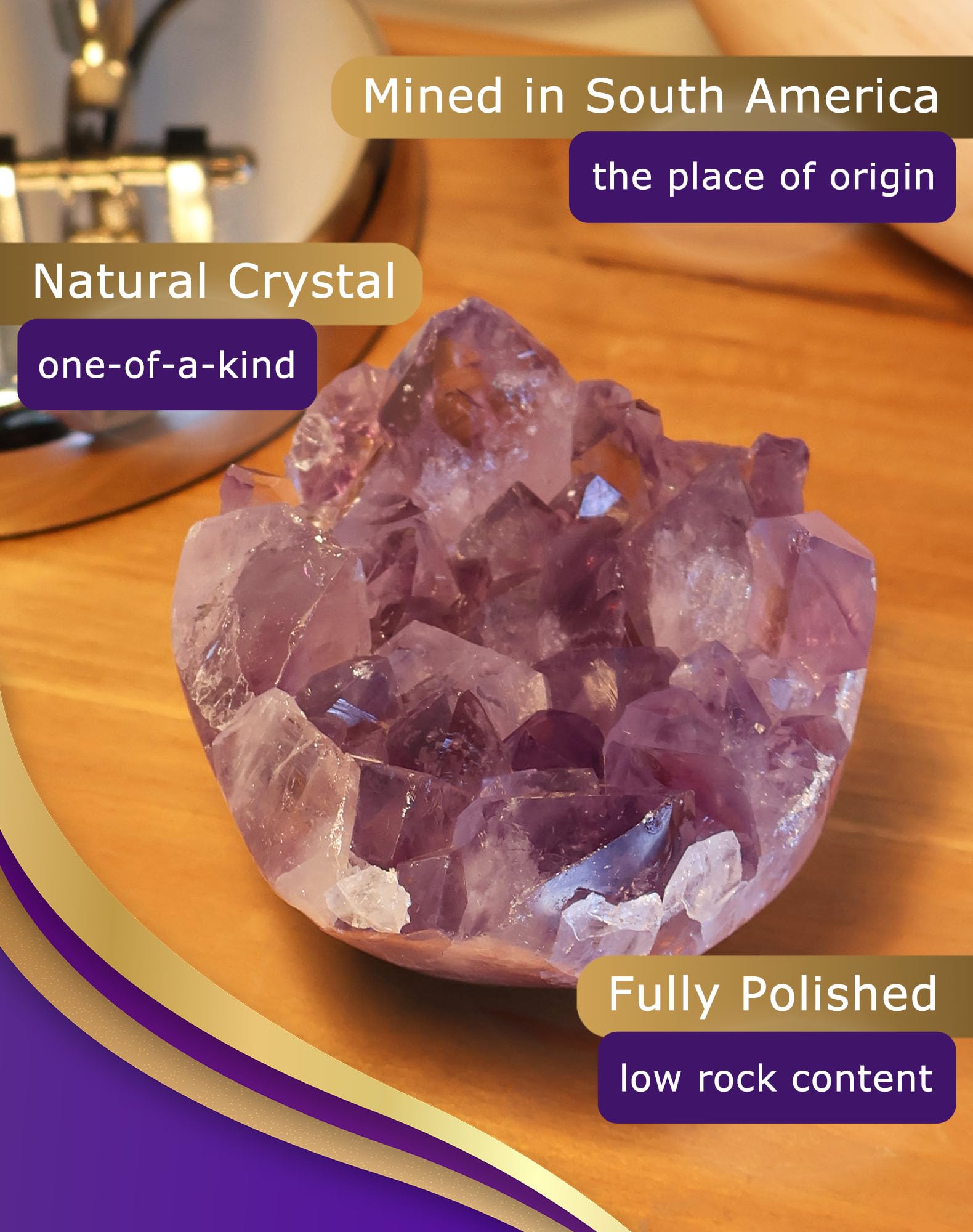 HoHpHq amethyst paperweight on desk for focus and style.