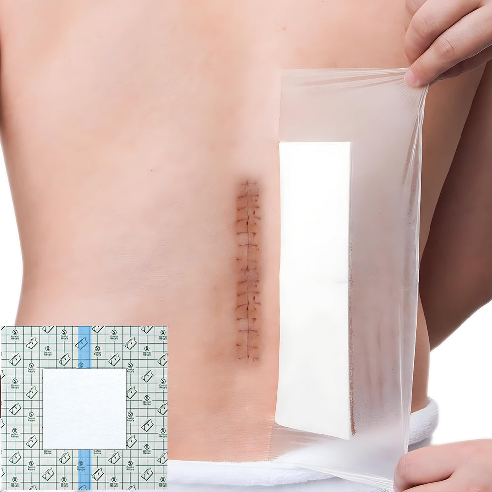 Hola Health shower cover with non-stick center pad protects surgical incisions during showering.