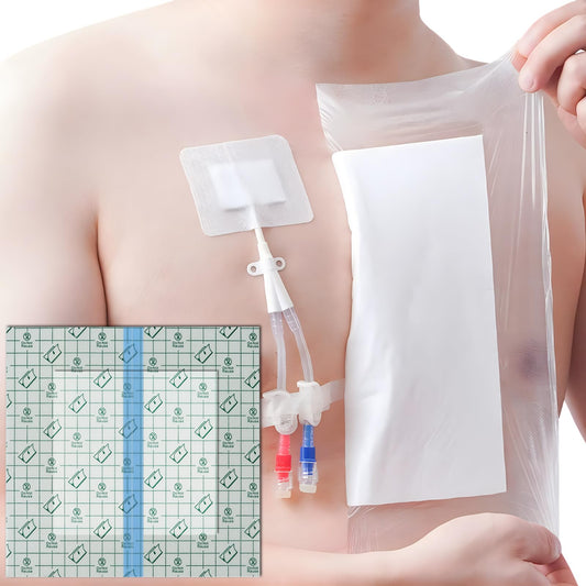 Hola Health waterproof shower cover around dialysis port keeps incisions dry.