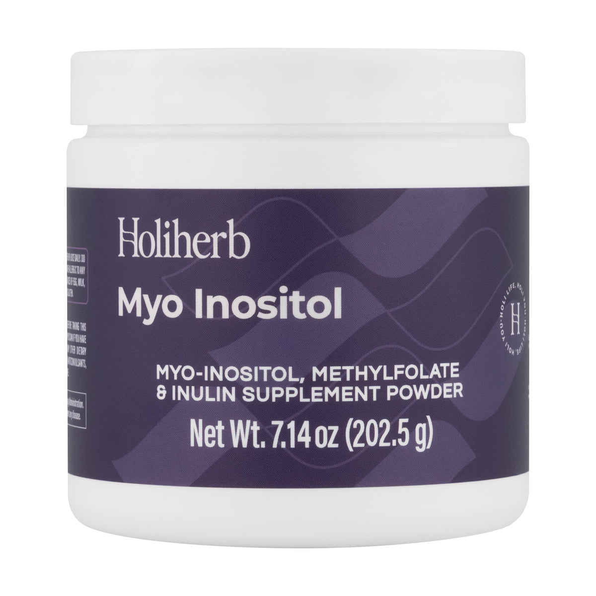 Holiherb Myo-Inositol bottle front for hormonal balance and fertility support.