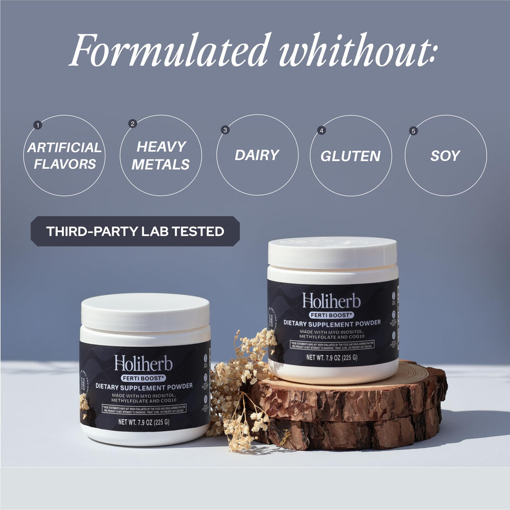 Holiherb scoop beside powder for precise dosing
