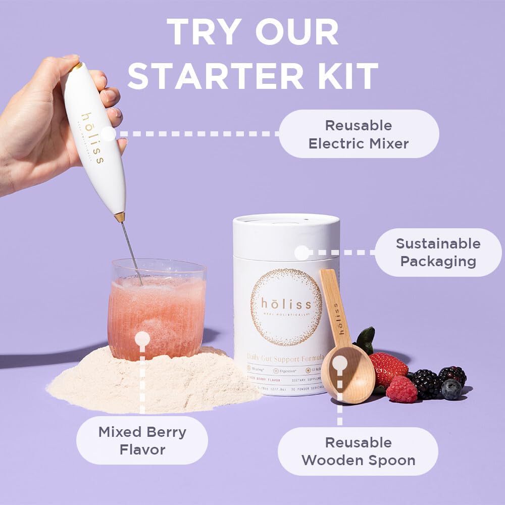 HOLISS electric mixer enables quick blending of the mixed berry Gut Support Powder.