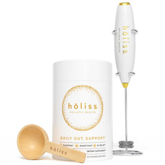 HOLISS Daily Gut Health Kit packaging shows a complete 6-in-1 solution for digestive support.