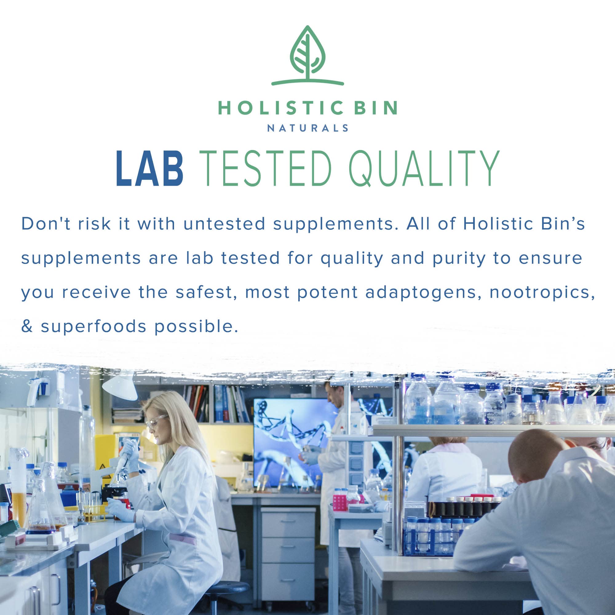 Holistic Bin PS powder lab testing seal for purity