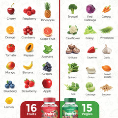 Holistic Choice Dual Pack close-up illustrates fruit and veggie bottles for convenience