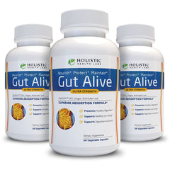Holistic Health Labs Gut Alive bottle front showing natural digestive support packaging