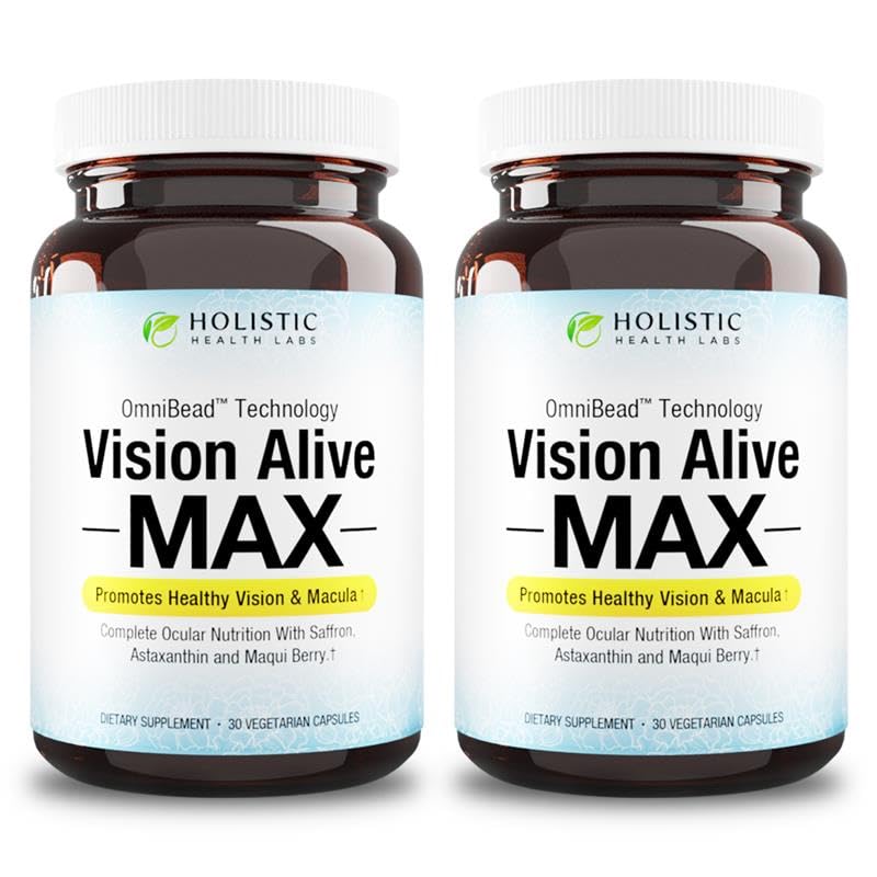 Holistic Health Labs Vision Alive Max bottle side view for eye support.